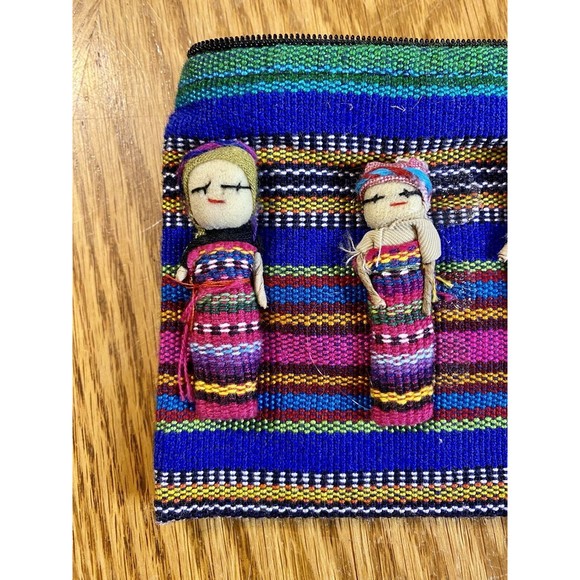 Vintage Handmade Guatemalan Worry Doll Coin Purse Blue - Picture 3 of 8